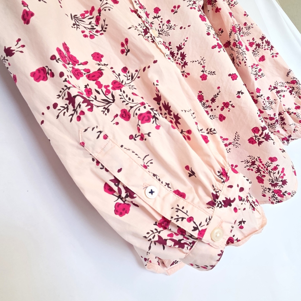 J Crew Classic Collarless Puff Sleeve Shirt Womens 16 Budding Floral Pink - Picture 6 of 16